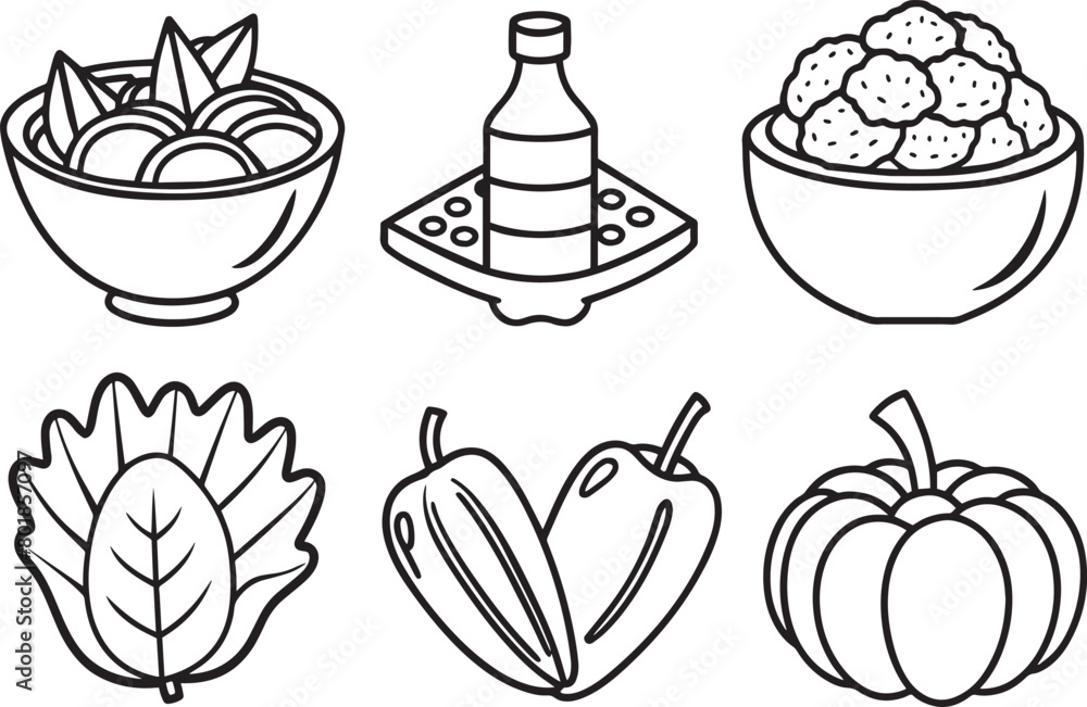 Set of black and white vegetables icons. Vector illustration in outline style. Set of black and white vegetables icons. Vector illustration in outline style.