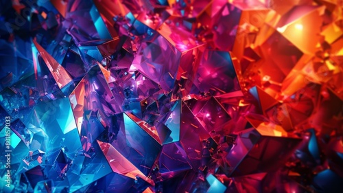 A colorful abstract image of broken pieces of glass photo