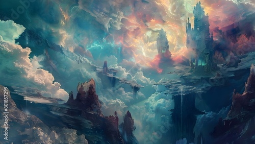 Digital art showcases surreal psychedelic landscapes with shifting perspectives and ethereal beings. Concept Landscape Paintings, Surreal Art, Psychedelic Landscapes, Ethereal Beings photo