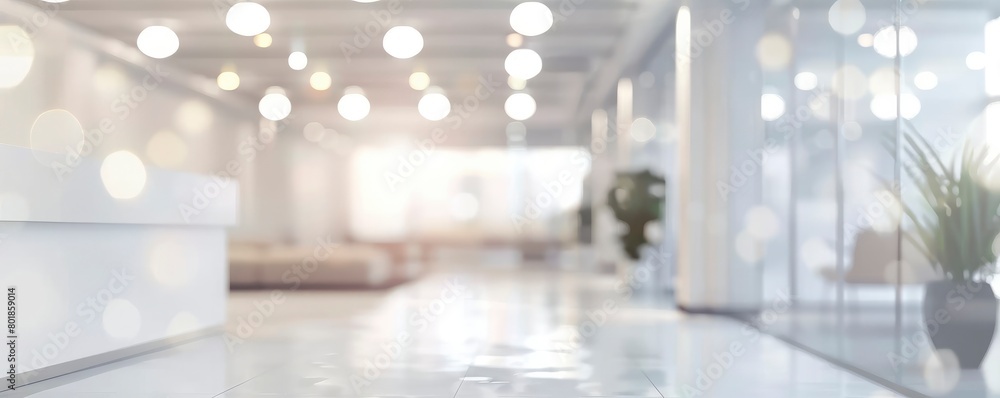 Blurred office interior background with light and white colors