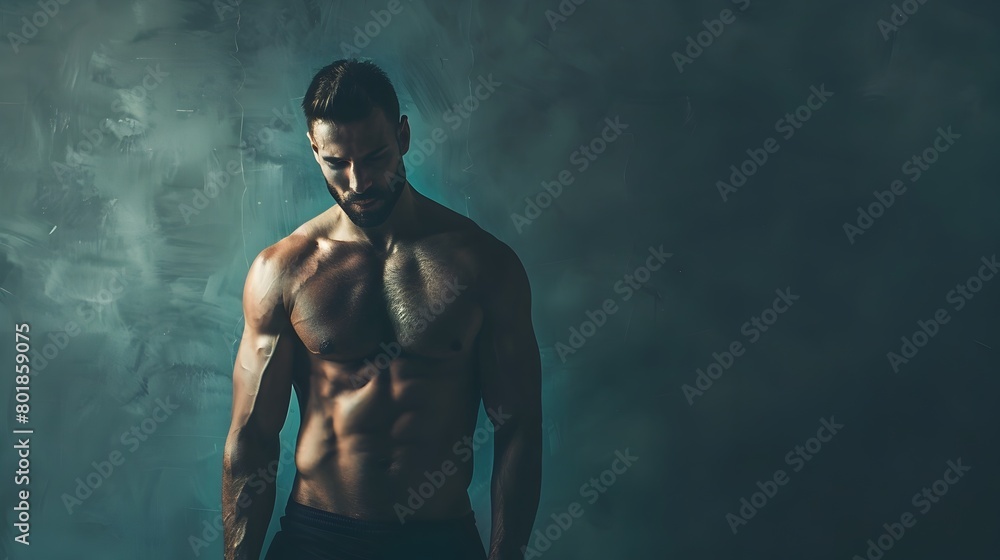 Powerful Yearning - Intense Muscular Male Portrait with Dramatic Lighting
