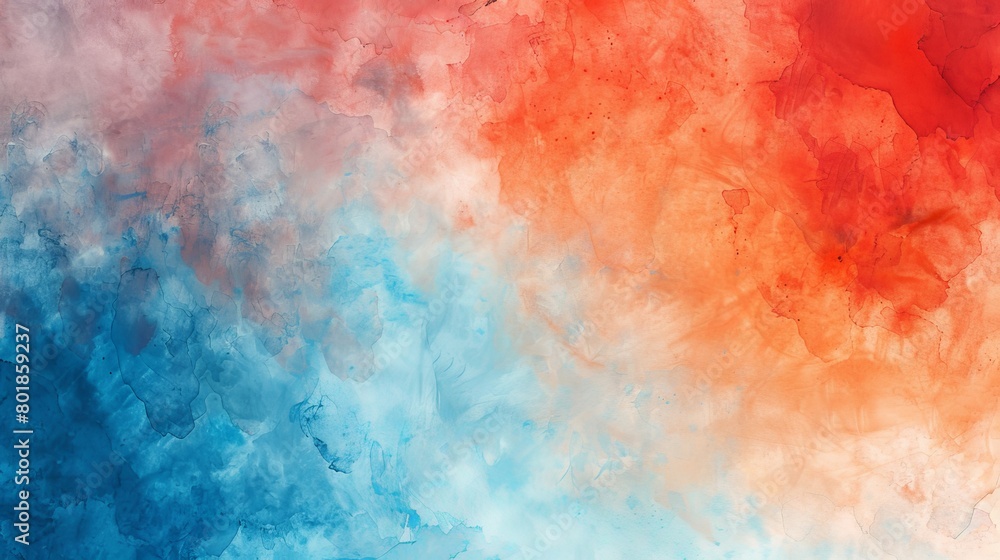 Naklejka premium Abstract watercolor background with bold, sweeping strokes of amber and teal, overlaid with spontaneous splatters and drips