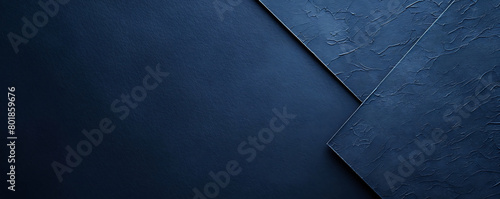 Navy blue paper minimalistic presentation background. Top view, flat lay with copy space for text 
