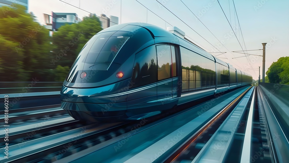Futuristic urban maglev train showcases highspeed ec. Concept Transportation, Urban Development, High-Speed, Maglev Train, Futuristic Technology