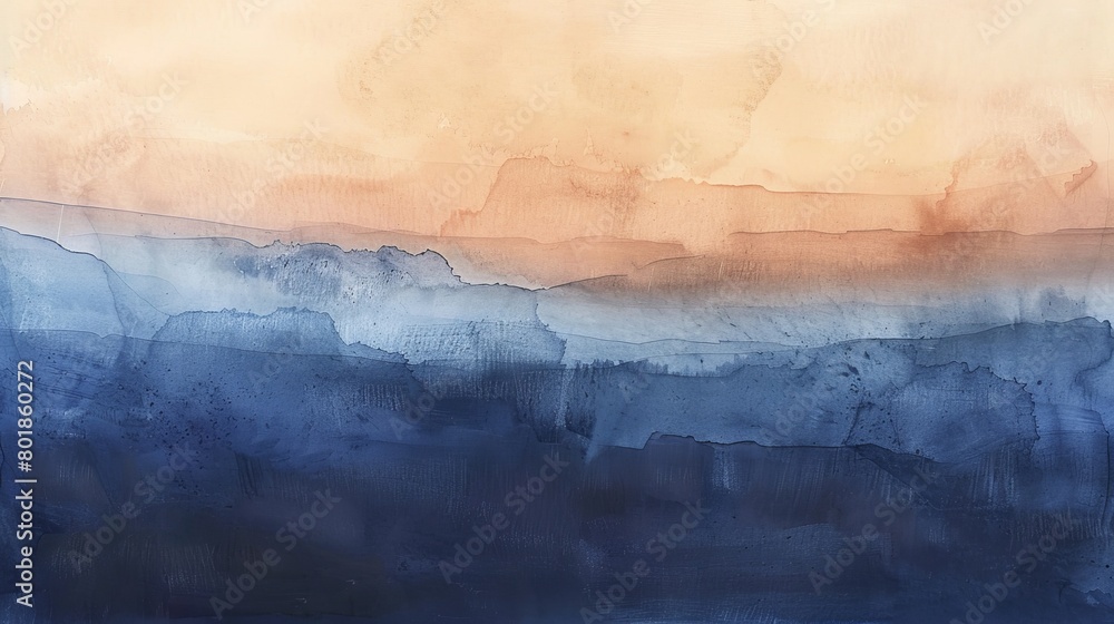 Dynamic watercolor background with a gradient that captures the heat of a desert, transitioning from a hot terracotta to a chilling midnight blue