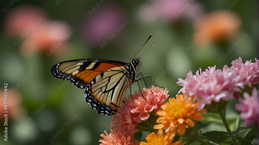 Obraz premium butterfly on a flower background