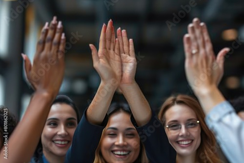 Diversity in the business world and high fives. Generative Ai