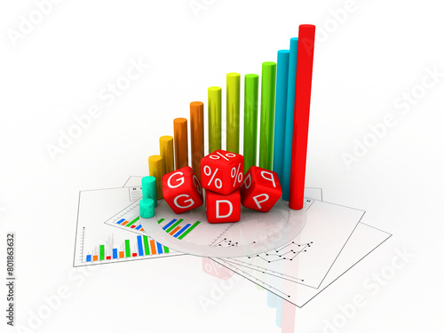 3d illustration gross domestic product with graph 