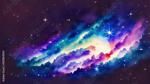 An exquisite scattering of stars in a cloudless night sky. An image of the grandeur and beauty of the universe in the night sky. Watercolor illustration, AI Generated