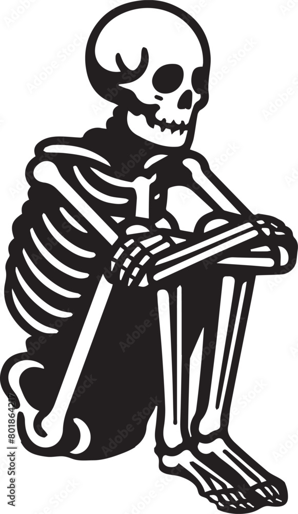 Obraz premium Sad Emotional Skeleton Vector