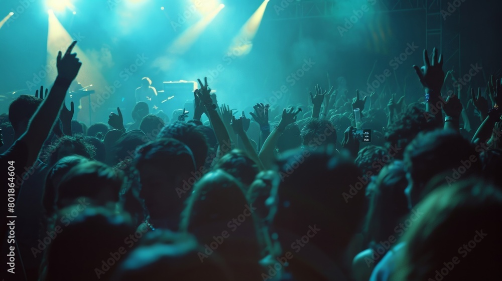 A crowd of people are at a concert