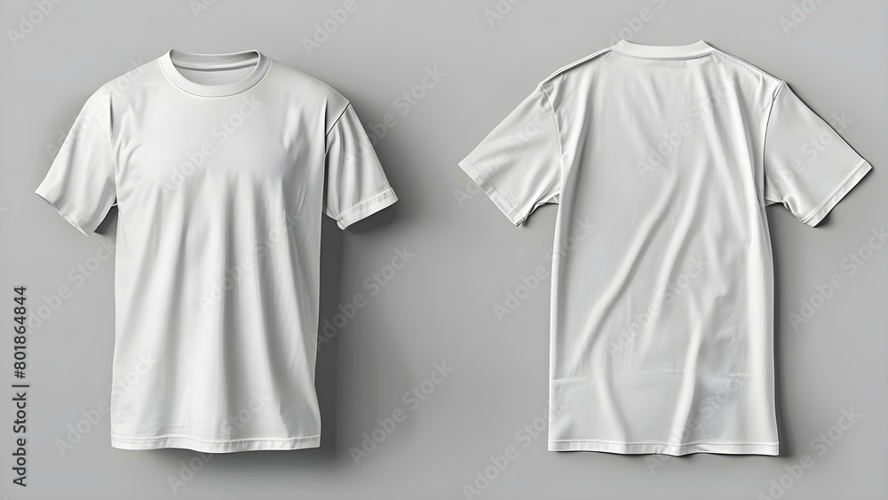Mockup of white tshirt featuring both front and back views . Concept Fashion Design, T-shirt Mockup, Clothing Display, Front and Back Views, Apparel Presentation Mockup of white tshirt featuring both front and back views . Concept Fashion Design, T-shirt Mockup, Clothing Display, Front and Back Views, Apparel Presentation
