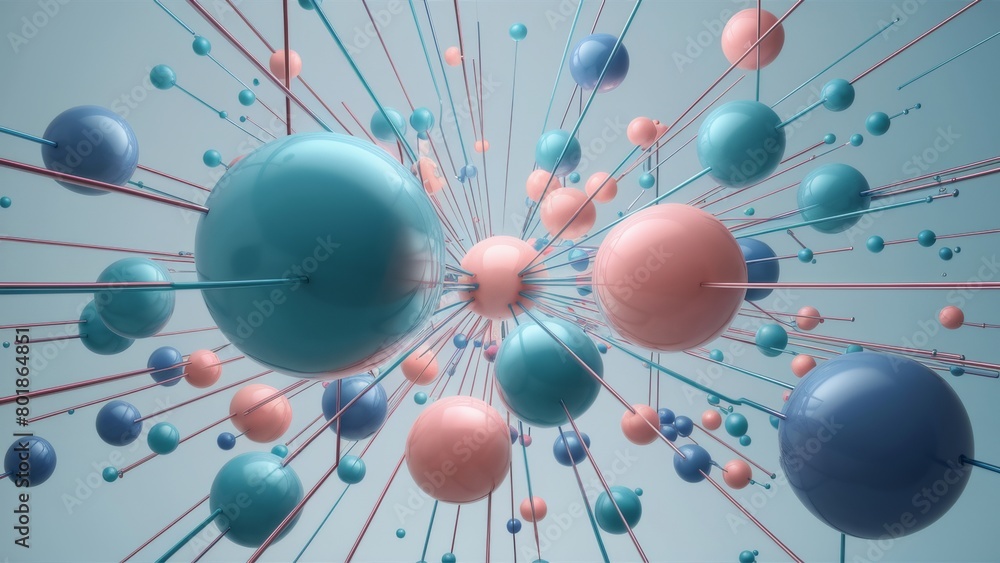 Dynamic Network of Interconnected Spheres in Futuristic 3D Illustration Dynamic Network of Interconnected Spheres in Futuristic 3D Illustration