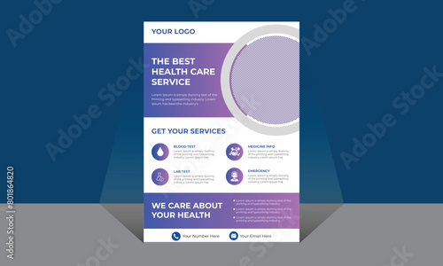 Modern Medical Flyer Template Design, Healthcare business flyer Template, Medical and healthcare modern flyer template. health doctor flyer design, vector template in A4 size 