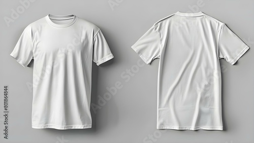Mockup of white tshirt featuring both front and back views . Concept Fashion Design, T-shirt Mockup, Clothing Display, Front and Back Views, Apparel Presentation