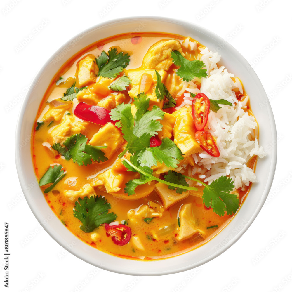 Vegan coconut curry isolated on transparent background