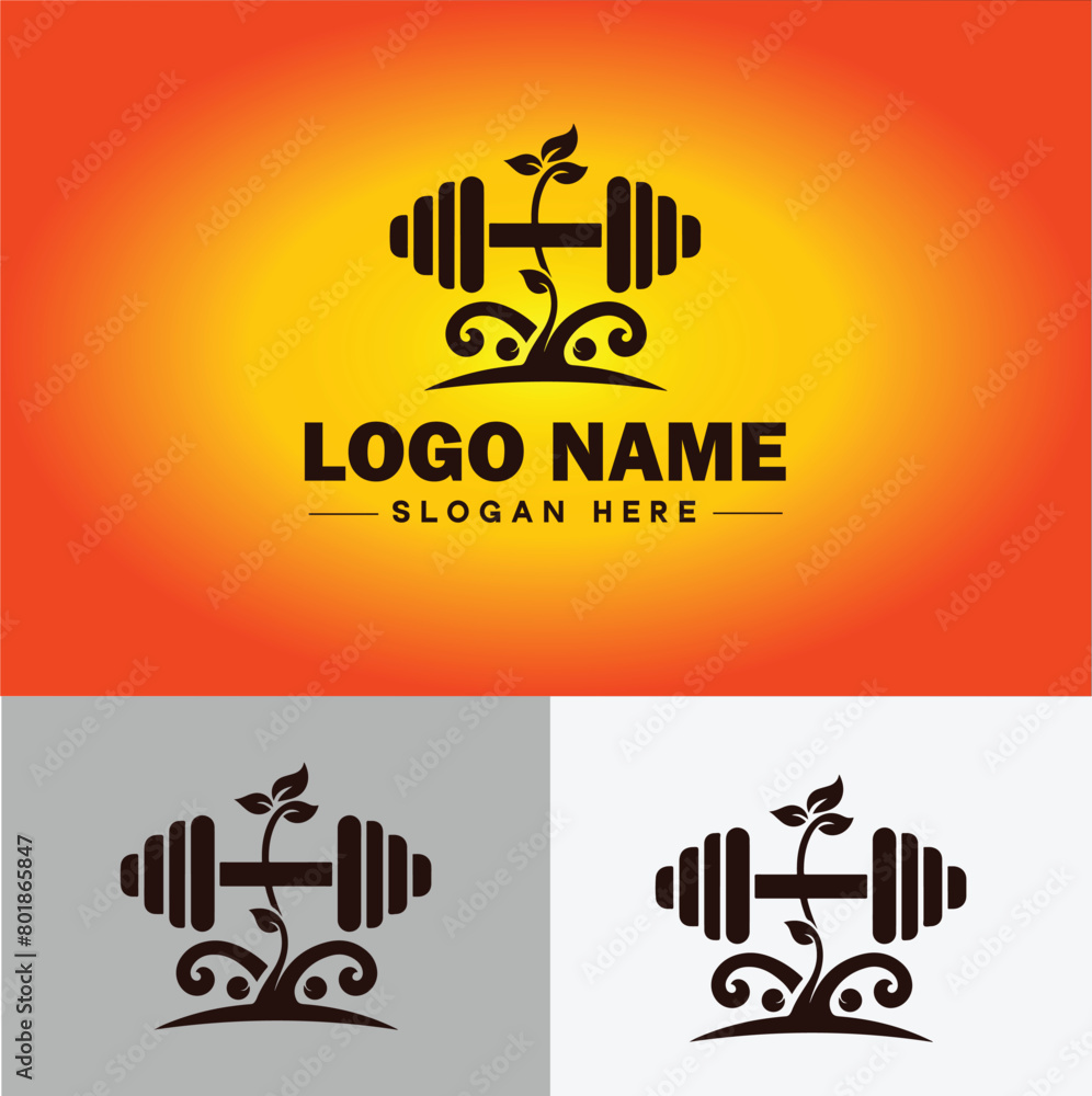 Barbell icon Fitness Gym bodybuilding sports logo icon editable vector silhouette logo