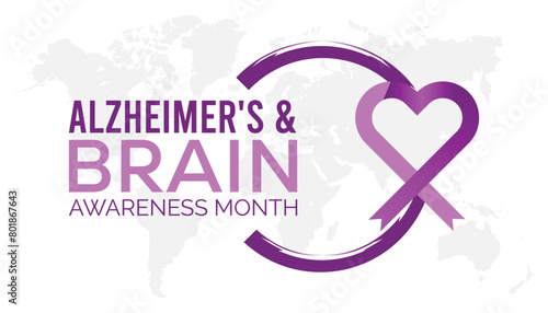 alzheimer's and brain awareness month observed every year in June. Template for background, banner, card, poster with text inscription.