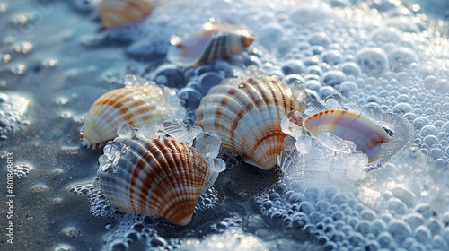Frozen seashell on the beach © Stone daud