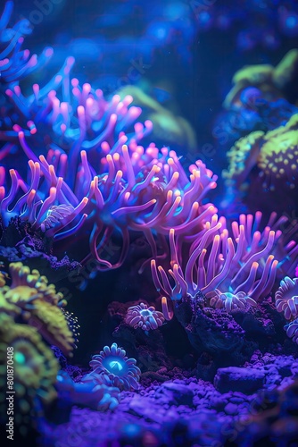Underwater dreamscape with luminous corals and creatures glowing ethereally in the oceans depth