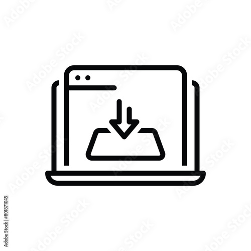 Black line icon for downloaded