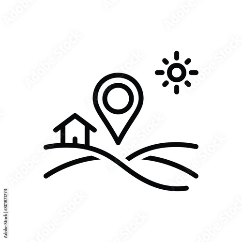 Black line icon for land