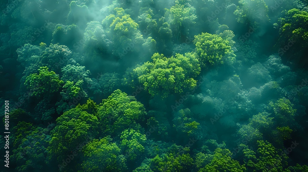 Naklejka premium Aerial Forest Canopy with Diffused Illumination