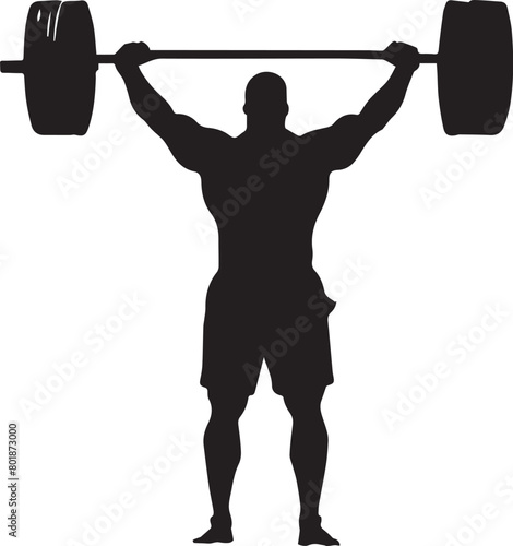 Vector illustration of weightlifting black silhouette isolated on white background. weight lifting man silhouette vector isolated on white background. squat exercise.
