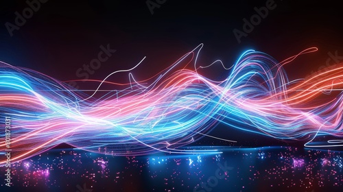 beautiful neon colored magic spark line abstract background photo
