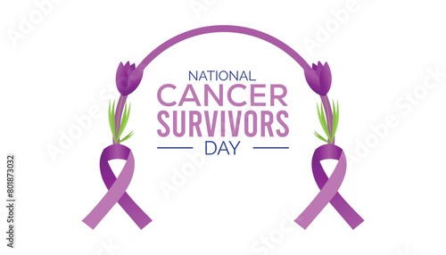 National Cancer Survivors Day observed every year in June. Template for background, banner, card, poster with text inscription.