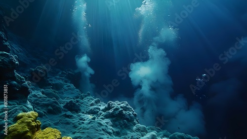 Exploring Extremophiles' Adaptability in Astrobiology through Deepsea Hydrothermal Vent Research. Concept Astrobiology, Extremophiles, Deepsea Research, Hydrothermal Vents, Adaptability photo