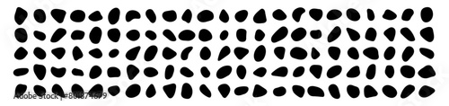 Stones vector collection, different size shapes. Black ink blot rounded shapes set. Pebble, cobblestone simple design elements. Irregular random drops. Simple rounded smooth blotch forms