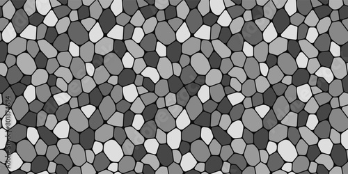 cobblestone paving seamless pattern vector illustration. Pebble repeated background. grey stone rubble template wallpaper for interior designs, landscaping, game and wall textures