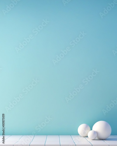Blue and white balls on blue background. Minimal scene. 3d render