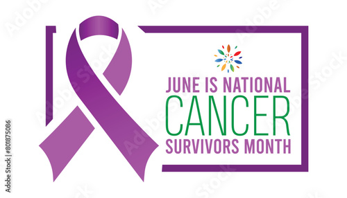 National Cancer Survivors Month observed every year in June. Template for background, banner, card, poster with text inscription. © Rabin