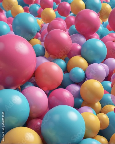 Wallpaper Mural Colorful balloons background, 3d render illustration with depth of field Torontodigital.ca