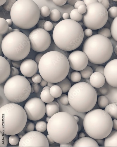 Abstract background of white balls. 3d rendering, 3d illustration.