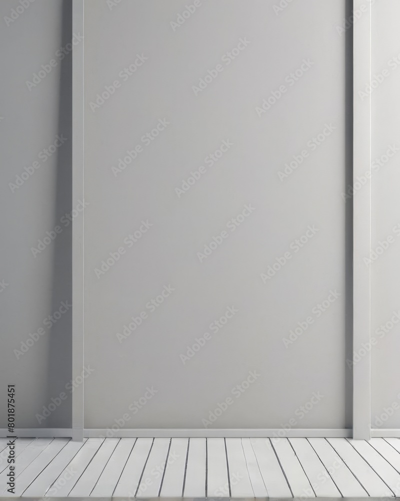 Empty room with white wooden floor and gray wall. 3d rendering Empty room with white wooden floor and gray wall. 3d rendering