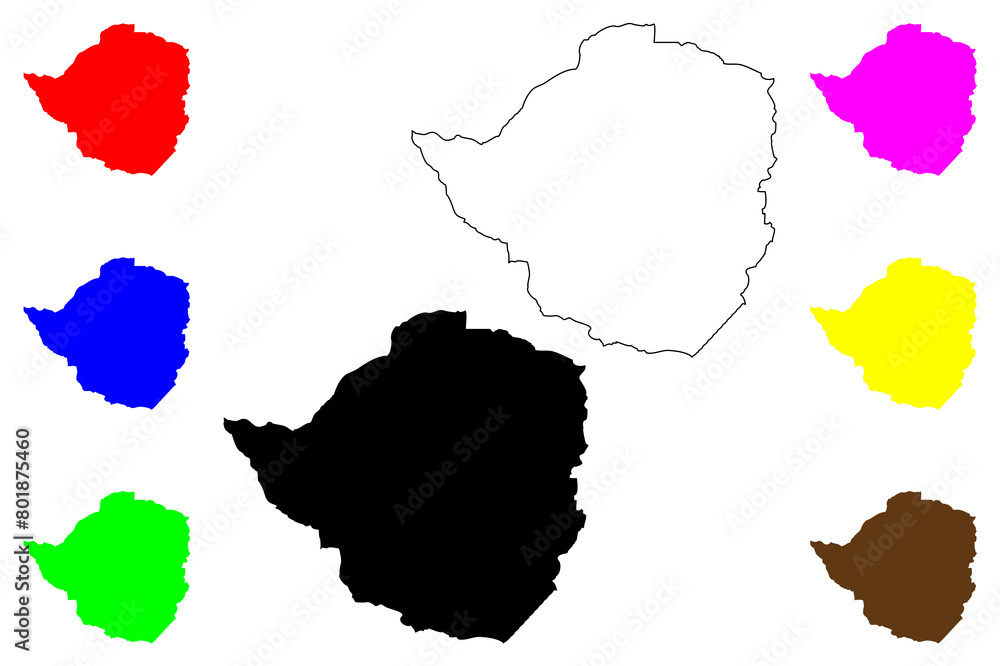 Zimbabwe map vector illustration, scribble sketch Republic of Zimbabwe