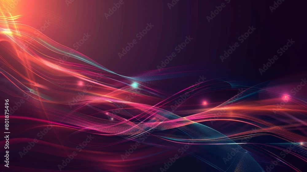 abstract blurred neon tangled web glowing lines background