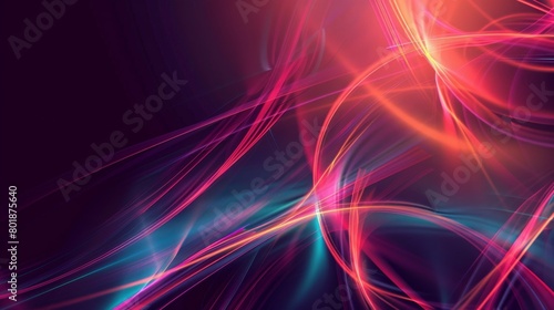 abstract blurred neon tangled web glowing lines background