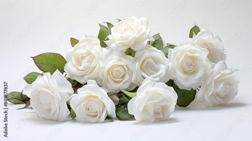 White roses on a white background with a place for your text.