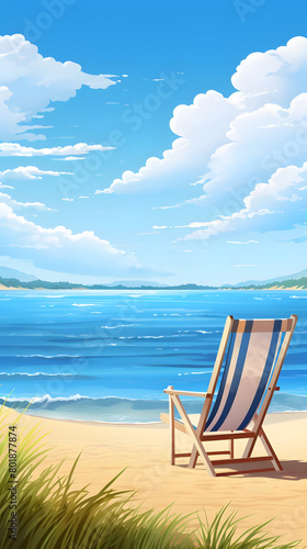 Beachside Bliss, Idyllic Summer Day by the Coast, Realistic Beach Landscape. Vector Background © Niko