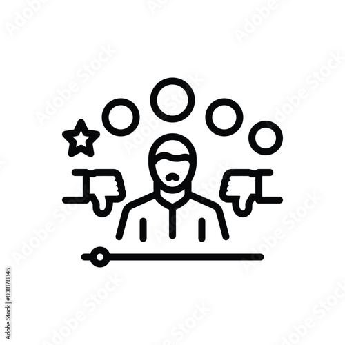 Black line icon for unsatisfied