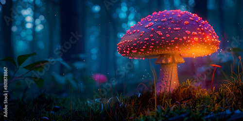 Natural Mushroom in deep jungle background
