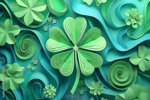 Vibrant D Paper Cut Featuring a FourLeaf Clover for St Patricks Day photo