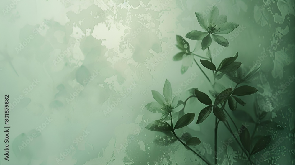 Only a small part of a plant is visible behind the frosted glass, Ink painting, Central composition, future minimalism, in the style of soft and dreamy depictions