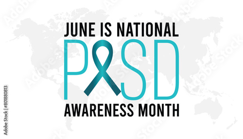 National PTSD Awareness Month observed every year in June Template for background, banner, card, poster with text inscription. photo
