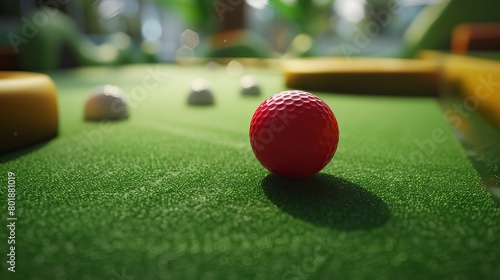 a logo for a computer game that is a realistic simulation that is based on the game Minigolf. photo
