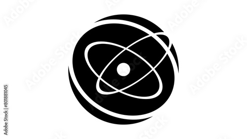 atom emblem, black isolated silhouette